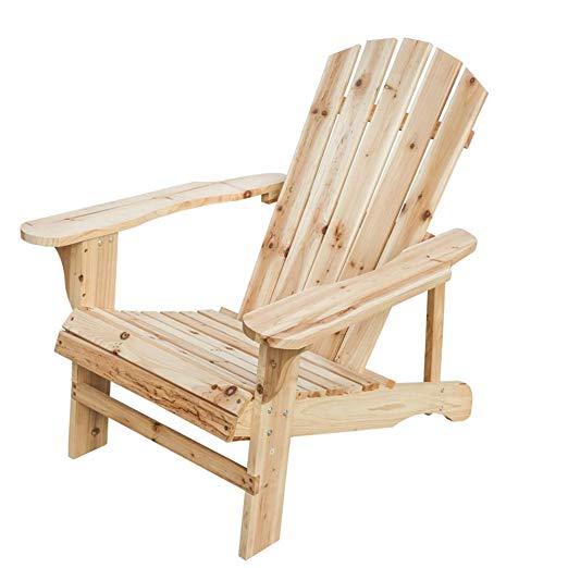 LOKATSE HOME Outdoor Pario Garden Wood Adirondack Chair Large Natural