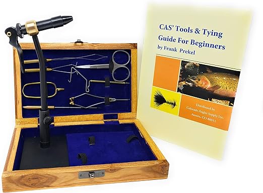 Colorado Anglers Z797 Wooden Fly Tying Standard Tool Kit, Fly Fishing Vise, Bobbin, Threader, Bodkin, Dubbing Twister, Hackle Pliers, Scissors, Whip Finisher