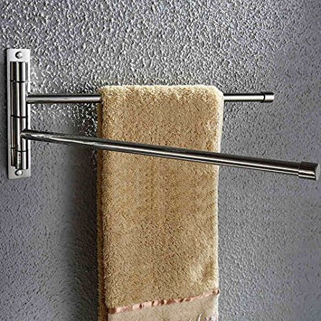 KES Bathroom Swing Arm Towel Bars 2-Arm Wall Mount Swing Out Towel Shelf, Brushed SUS304 Stainless Steel, A2102S2-2
