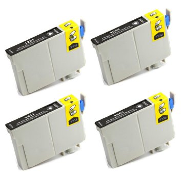 4 Pack Elite Supplies ® Remanufactured Inkjet Cartridge Replacement for #125 T125 T1251, Epson T125120 Black, Works Epson Stylus NX125, Stylus NX127, Stylus NX130, Stylus NX230, Stylus NX420, Stylus NX530, Stylus NX625, WorkForce 320, WorkForce 323, WorkForce 325, WorkForce 520 (4 Black)