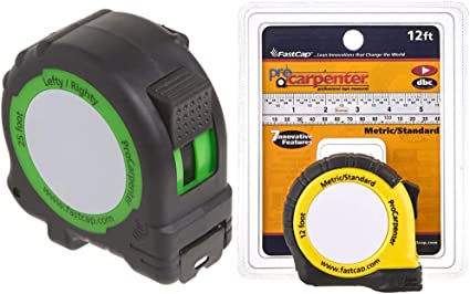 FastCap PSSR25 25 Foot Lefty/Righty Measuring Tape , Black & Fastcap PMS-12 12-Foot Metric/Standard Measuring Tape