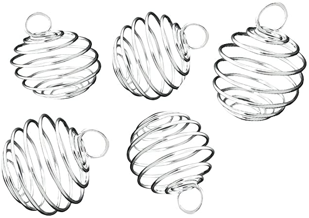 Honbay 25Pcs Spiral Bead Cage Charms Pendants Findings for Max 18mm Beads (Silver)