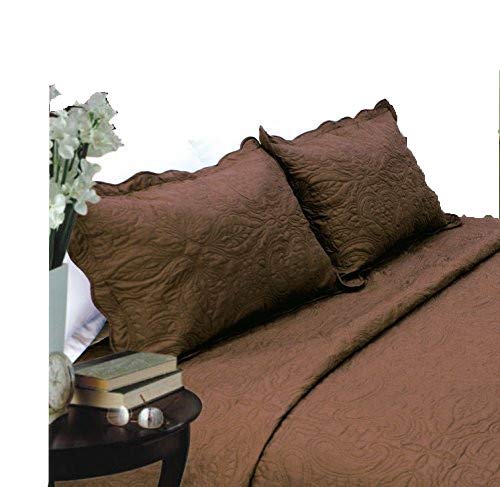 ALL FOR YOU 2-piece embroidered Quilted Pillow shams-standard size-Chocolate/brown color