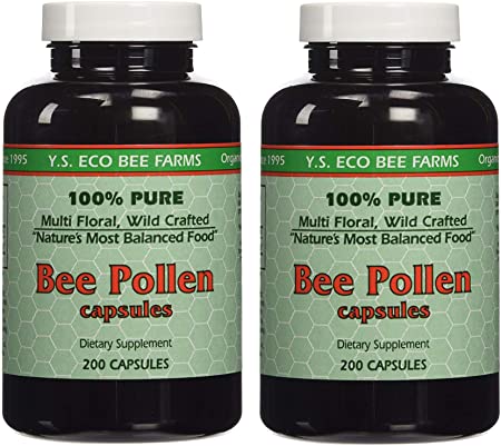 YS Organics Bee Pollen - 200 Capsules (Pack of 2)