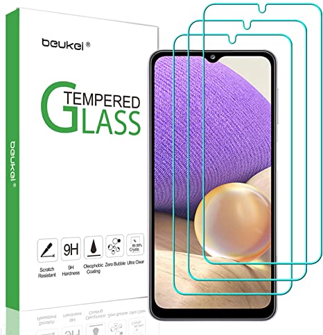 (3 Pack) Beukei Compatible for Samsung Galaxy A32 5G Screen Protector Tempered Glass (Not Fit for Galaxy A32 4G), Touch Sensitive,Case Friendly, 9H Hardness