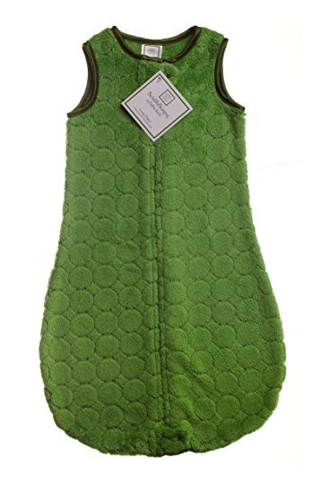 SwaddleDesigns Sleeping Sack with 2-Way Zipper, Cozy Micro Fleece Pure Green Puff Circles, 6-12MO