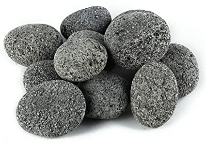 Skyflame Black Natural Tumbled Stones Round Lava Rock Pebbles for Indoor Outdoor Gas Fire Pit | Fireplaces | Garden Landscaping Decoration | Cultivation of Potted Plants | 10 Pounds | 2-3 Inch Size