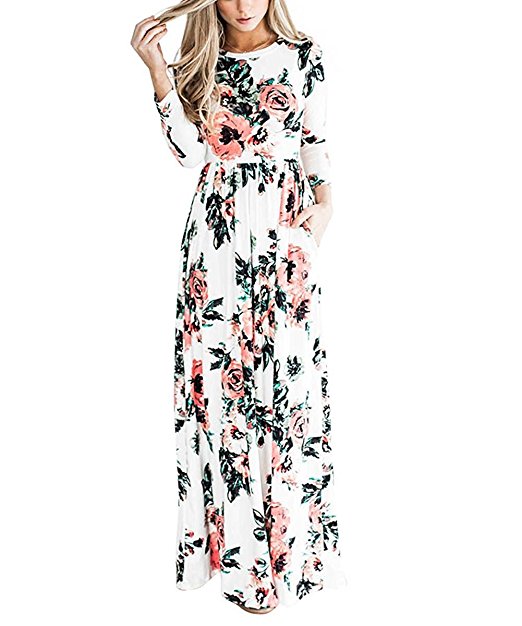 PARTY LADY Women's Casual Floral Printed Long Maxi Dress S-2XL