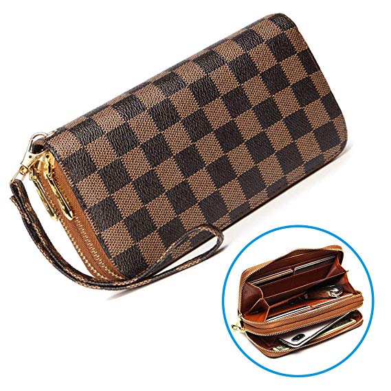 Wristlet Wallets for Women Long Womens Wallet Leather Clutch RFID Blocking with Zip Around Card Holder Organizer