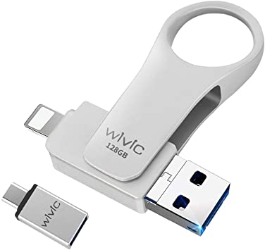 USB Flash Drive for iPhone 128GB USB 3.0 Photo Stick WIVIC OTG Memory Stick External Storage Thumb Drive Compatible with iPhone/iPad/iOS/Android/Mac/PC (Grey)