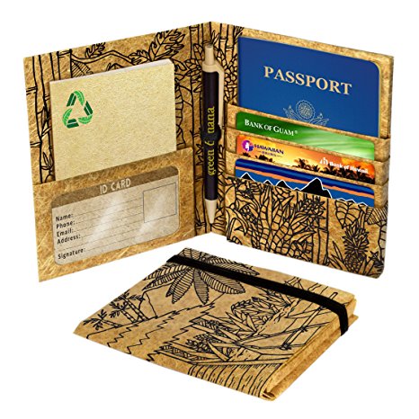 Vegan Banana Fiber Paper Travel Wallet and Passport Holder by Green Banana Paper