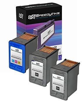 Speedy Inks Remanufactured Ink Cartridge Replacement for HP 21 and HP 22 (2 Black and 1 Color, 3-Pack)