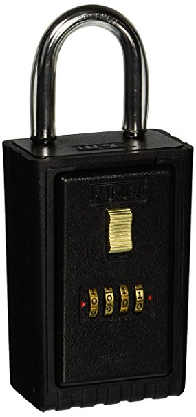 NU-SET 2020-3 4-Number Combination Lock Box with Keyed Shackle