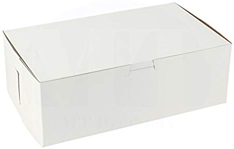 10" Length x 6" Width x 3 1/2" Height Clay Coated Kraft Paperboard White Non-Window Lock Corner Bakery Box by MT Products (Pack of 15)