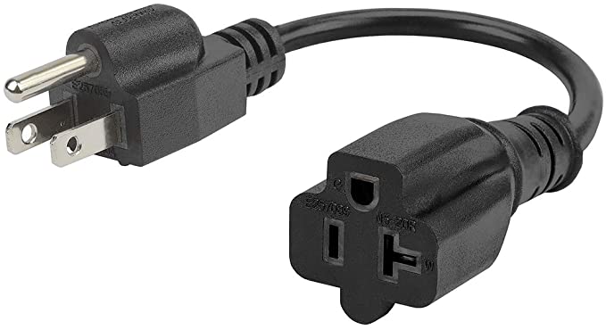 1-Foot 12AWG Heavy Duty 15 Amp Household AC Plug to 20 Amp T Blade Adapter Cable，12AWG 15 Amp to 20 Amp Plug Adapter Cord Nema 5-15P to 5-15R/5-20R 20Amp Power Cable