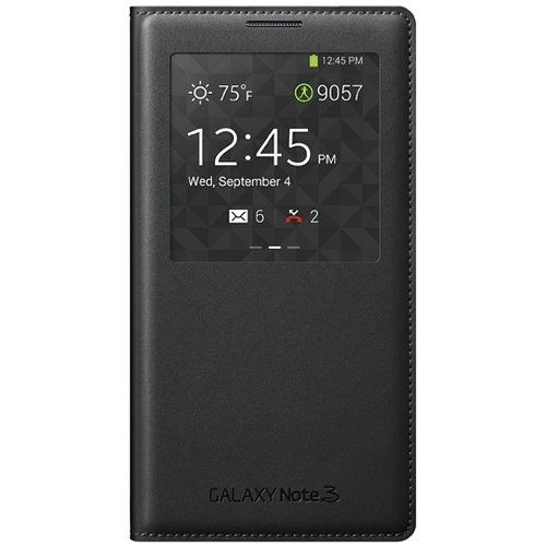 Samsung Galaxy Note 3 Wireless Charging Case S View Flip Cover Folio - Black