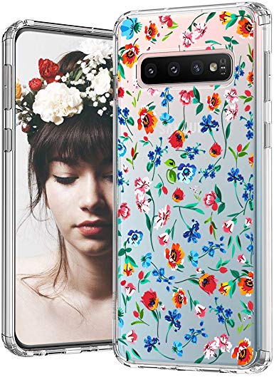 MOSNOVO Galaxy S10 Plus Case, Wildflower Floral Flower Pattern Clear Design Transparent Plastic Hard Back Case with TPU Bumper Gel Protective Case Cover for Samsung Galaxy S10 Plus