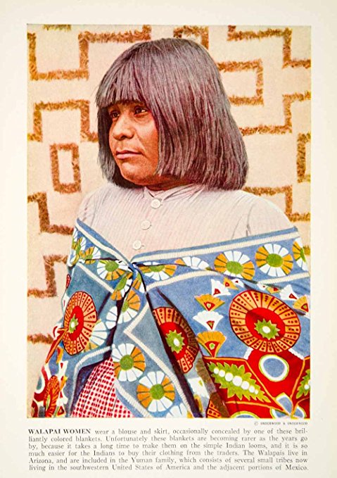 1938 Color Print Portrait Hualapai Walapai Native American Woman Tribal Clothing - Original Color Print