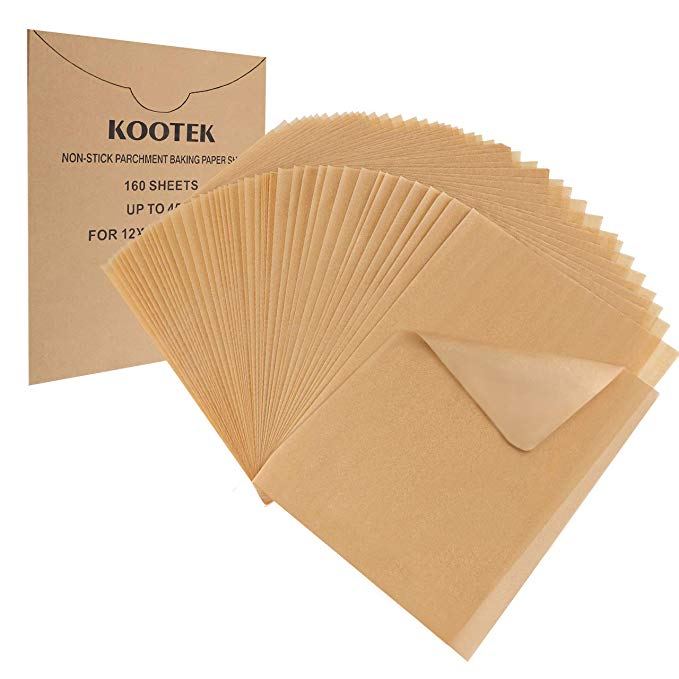 Kootek 160 Pcs Parchment Paper Unbleached Baking Sheets Pre-cut Parchments Sheet Liner, Non-stick for Baking Cooking Steaming