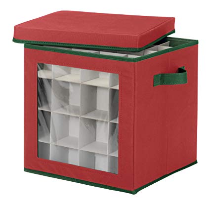 Whitmor Ornament Storage Cube - 64 Compartments -Red