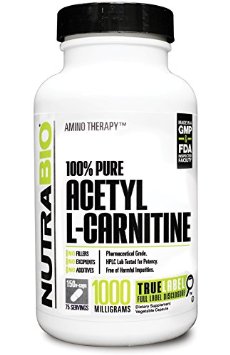 NutraBio 100% Pure Acetyl L-Carnitine (1000mg) - 150 Vegetable Capsules