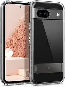 Caseology Capella Kickstand [Phone Kickstand Vertical and Horizontal] for Pixel 8a Case 5G [Ultra-Clear Anti-Yellowing] Military Grade Drop Tested (2024) - Clear Silver