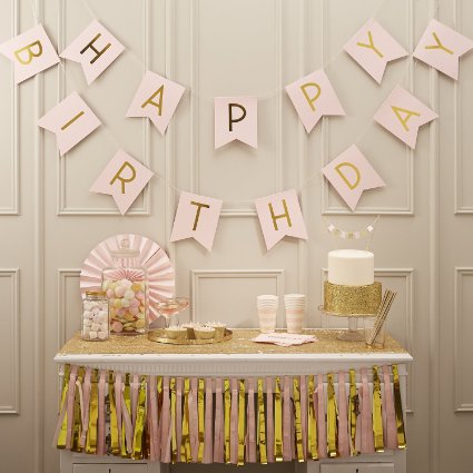 SIFAN Happy Birthday Banner - Gold Foil Birthday Decorations - Party Bunting Banner