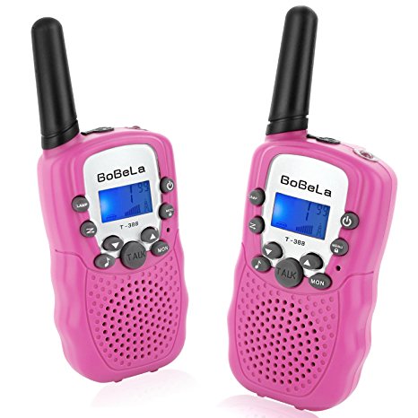 Bobela T388 Best Friendly Walkie Talkies as Thanksgiving Day Gifts for Girls Women / Two Way Radio Toys for Kids Hiking / Cute Long Range Walky Talkie with Lamp for Home Car Wedding ( Pink 2 Pack )