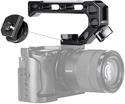 UURig R008 Camera/DSLR Top Handle ARRI Hole Connection Grip for Sony A6400 6300 Camera Cage Metal Low Angle Shots 4 Cold Shoe Mount Microphone 15MM NATO Rail Rod Clamp Tube Hole, Video Film Making