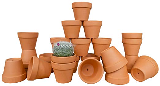 My Urban Crafts 24 Pcs Small Terra Cotta Pots 2.5" x 3” Mini Flower Clay Pot with Drainage Hole - Ceramic Pottery Nursery Terracotta Planter for Succulents, Cactus Plants, Wedding Bridal Party Favors
