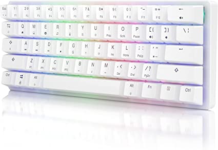 STOGA 60% Gaming Keyboard, RGB Mechanical Keyboard, Small 61-Key Wired Brown Switch Mini Keyboard, White Computer Keyboard for Gaming/Office/PC/Mac