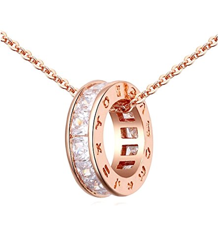 18 ct ROSE Gold Plated White Zirconia Austrian Crystals Chain Pendant Beautiful Necklace