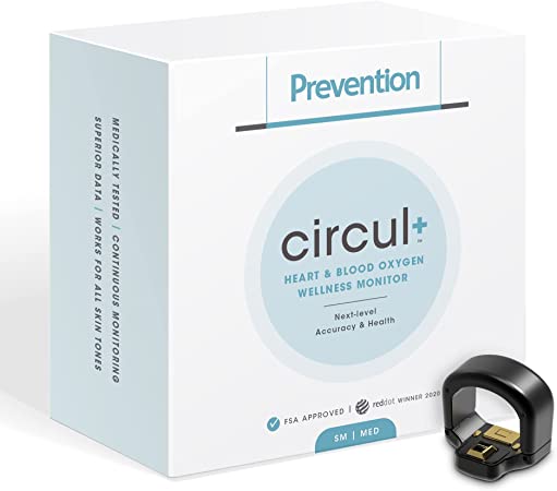 Prevention circul  Smart Ring - Sleep and Wireless Activity Tracker - Continuously Records Heart Rate, Blood Oxygen Levels, Temperature, 1 Count