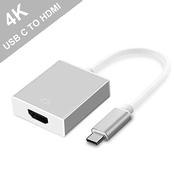 USB C to HDMI Adapter, USB Type C to HDMI Adapter Cable for 2016/2017 MacBook Pro, Dell XPS 13/15, Samsung Galaxy Note 8/S8/S8 Plus, Huawei P20 pro/Mate 10 Pro and More. (Silvery)