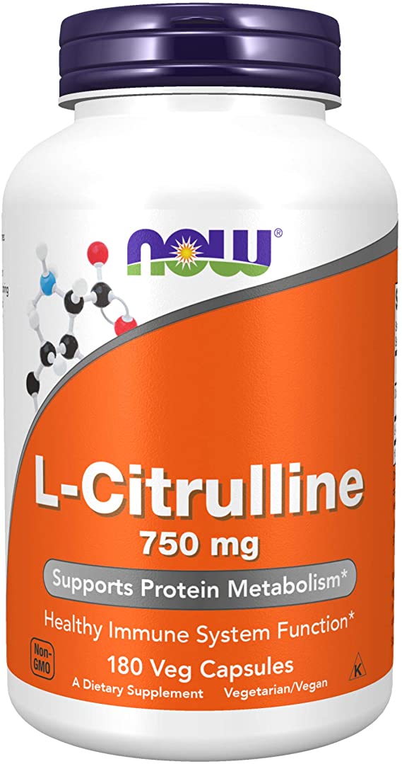 NOW Supplements, L-Citrulline 750 mg, Supports Protein Metabolism*, Amino Acid, 180 Veg Capsules