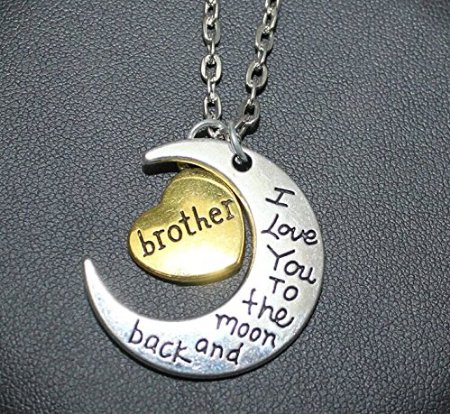 Perfect shopping Fashion Jewelry "Brother I Love You to the Moon and Back" Heart Pendant Necklace, 18"