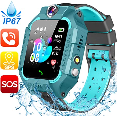 Kids Smart Watches Phone-Waterproof GPS Tracker Smartwatch for Kids Boys Girls with SOS Games Alarm Clock Touch Screen Digital Wrist Watch Holiday Toys Birthday Gifts (Green)