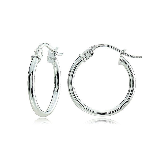 Hoops & Loops Sterling Silver 1.5mm High Polished Round Small Hoop Earrings