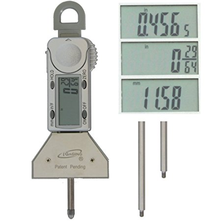 iGaging 0-4" Electronic Digital Depth Gauge SnapDepth 0.0005" Inch/Metric/Fractions Tire Tread Gage