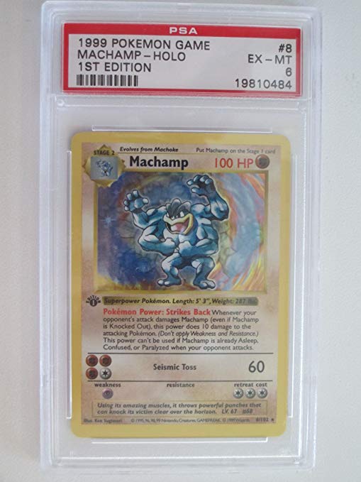 Machamp Rare Holo 8/102 PSA 6 Pokemon Base Set Trading Card 1st Edition