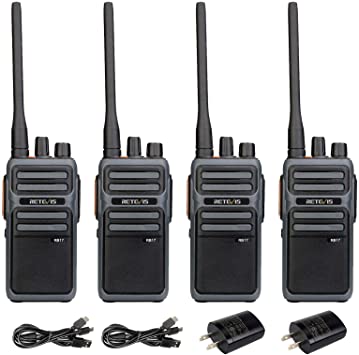 Retevis RB17 Walkie Talkies Long Range 4400mAh,Two Way Radio Rechargeable,FRS Emergency Alarm Hands Free,2 Way Radio with Type-C USB Charger,Adults Dealer Outdoor(4 Pack)