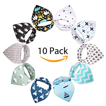 YISSVIC Baby Bandana Drool Bibs,Unisex 10 Pack Gift Set for Drooling and Teething 100% Organic Cotton Soft and Absorbent for Boys and Girls