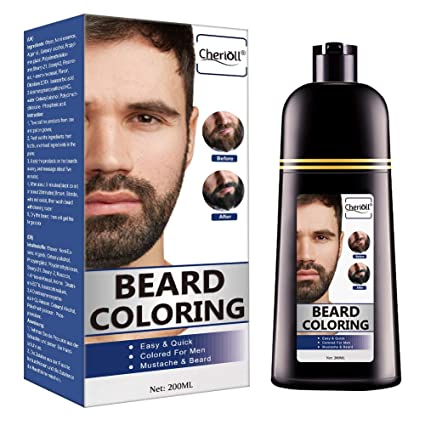 Beard Coloring, Darkening Beard Wash, Black Hair Dye and Shampoo, Gradually Colors Mustache and Beard, Easy & Quick(200ml)