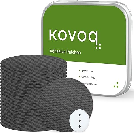 Kovoq - Dexcom G7 Adhesive Patches - 20-Pack Waterproof & Breathable Dexcom G7 Overpatches with Hardshell Cover, Multi-Layer Protection for 10  Days, Premium Hinged Tin (Blk)