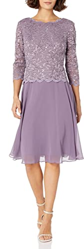 Alex Evenings Women's Sequin Lace Mock Dress (Petite and Regular)