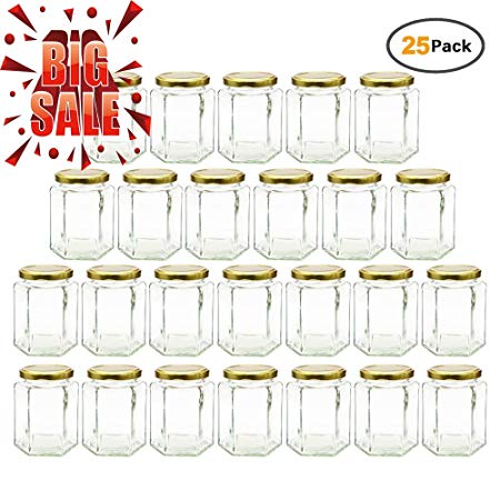 4oz Hexagon Glass Jars 25 pack (25, 4oz)