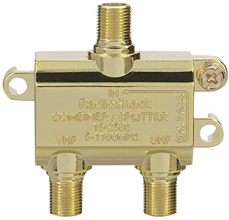 Radioshack 75-Ohm Coax VHF/UHF TV Signal Combiner #150-2586 with 24K Gold-Plated Connectors