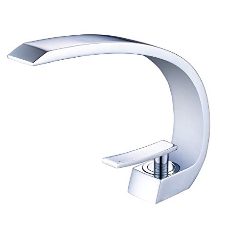 Wovier Chrome Waterfall Bathroom Sink Faucet,Single Handle Single Hole Vessel Lavatory Faucet,Basin Mixer Tap