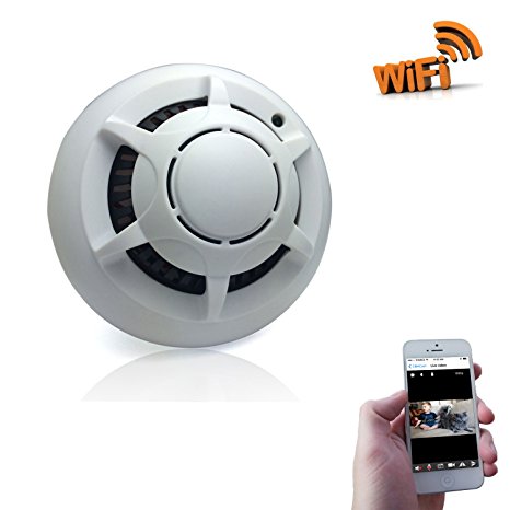 Camclub WiFi Spycam Smoke Detector Motion Detected Hidden Camera White(Free 8G Micro SD Card)