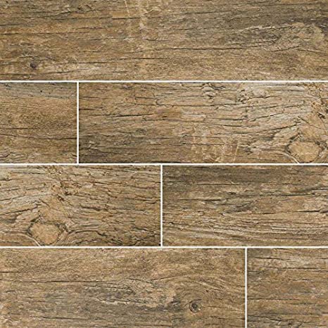 MSI Stone NREDNAT6X24 Redwood Natural Wood Look Tile with Matte Finish, 6" x 24", Brown